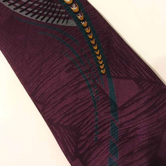 LT Designs Neck Tie 100% Silk Purple Gray Green - Picture 3 of 8